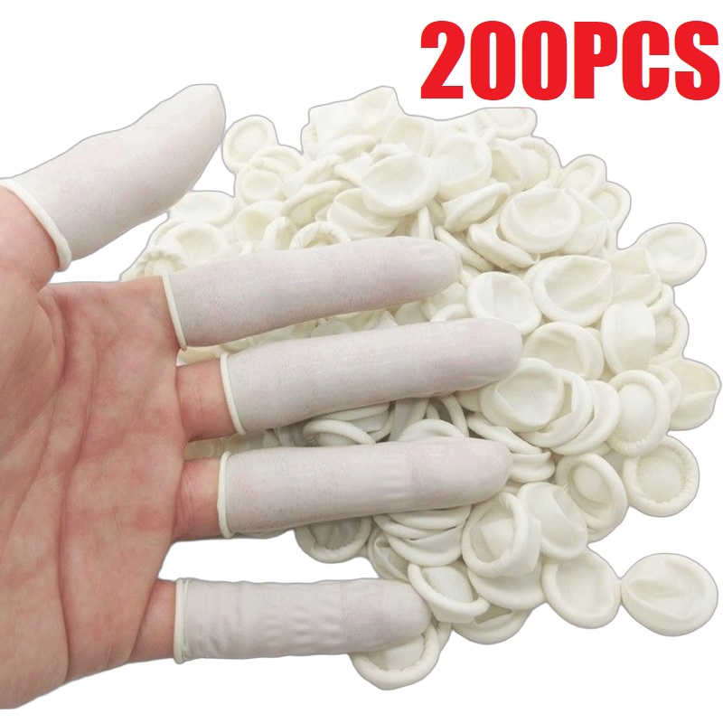 Latex Disposable Glove - 100/200 قطعة من أغطية الأصابع المضادة