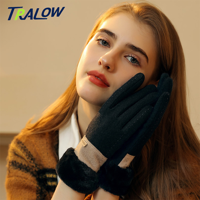 Wool Glove Lined - قفازات TRALOW النسائية الشتوية المحبوكة التي