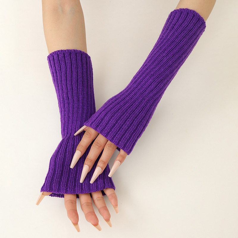 Fingerless Glove Knit - الفتيات الملونة الدافئة محبوك أكمام أذرع