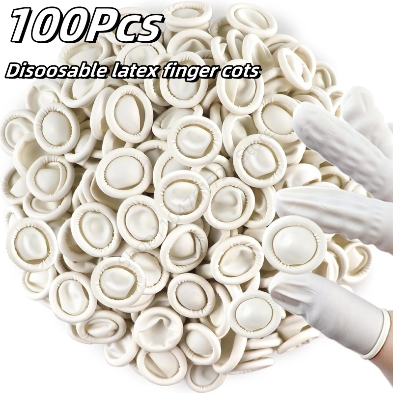 Latex Disposable Glove - 100 قطعة من أغطية الأصابع المطاطية