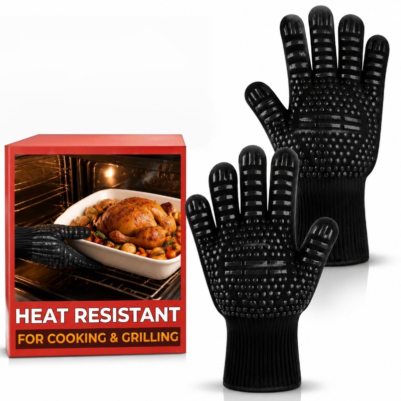 Oven Mitt Silicone - 1 قطعة/زوج واحد من قفازات الشواء