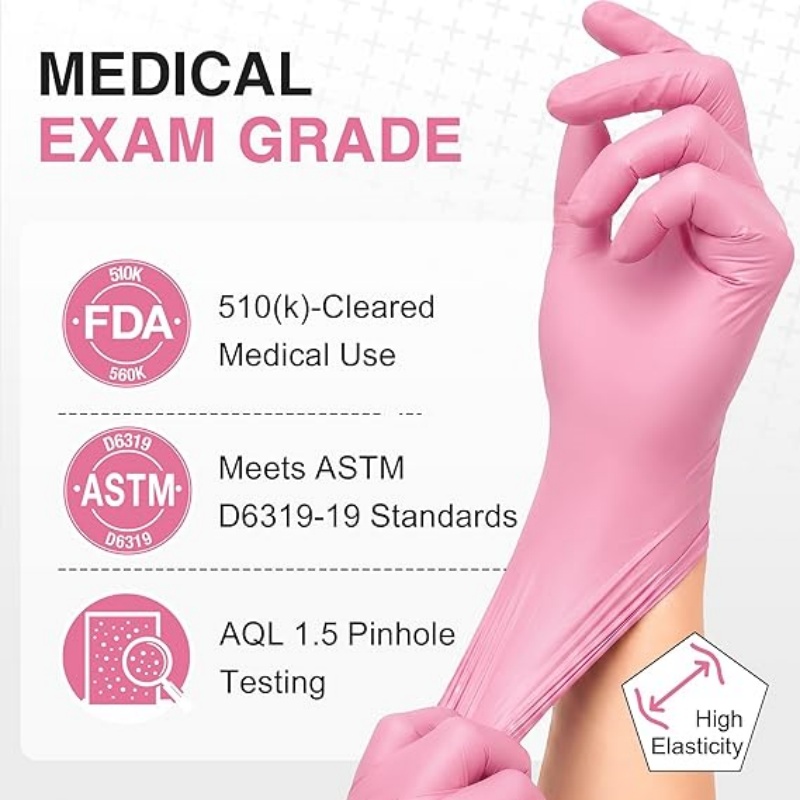 قفازات النتريل الوردية للاستخد - مراجعة Latex Disposable Glove وسعره