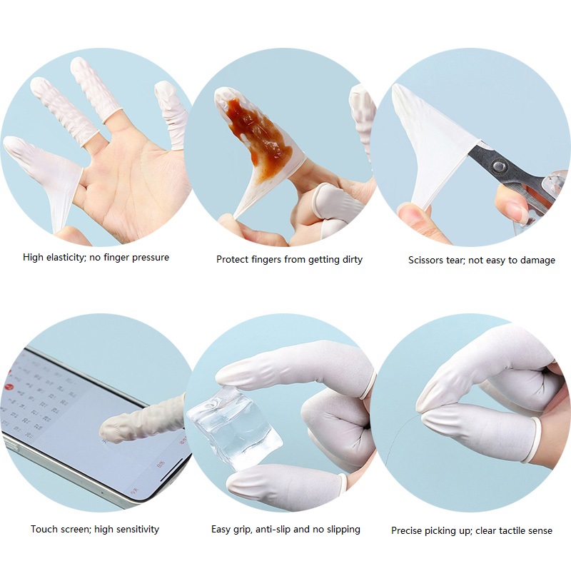 100/200 قطعة من أغطية الأصابع  - مراجعة Latex Disposable Glove وسعره