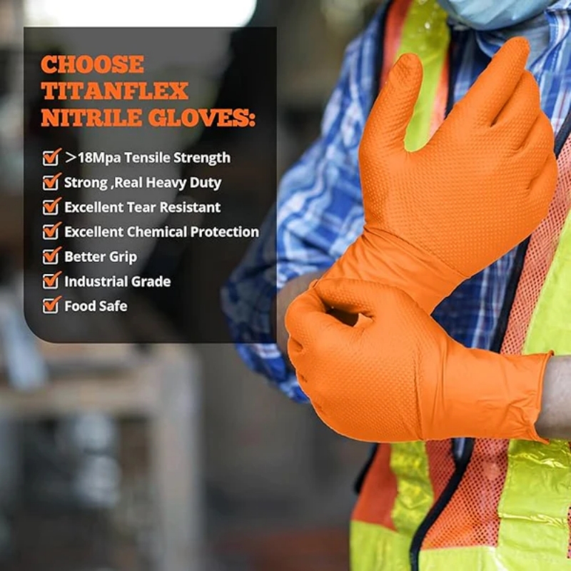 قفازات نتريل برتقالية متينة 8  - مراجعة Nitrile Mechanic Glove وسعره