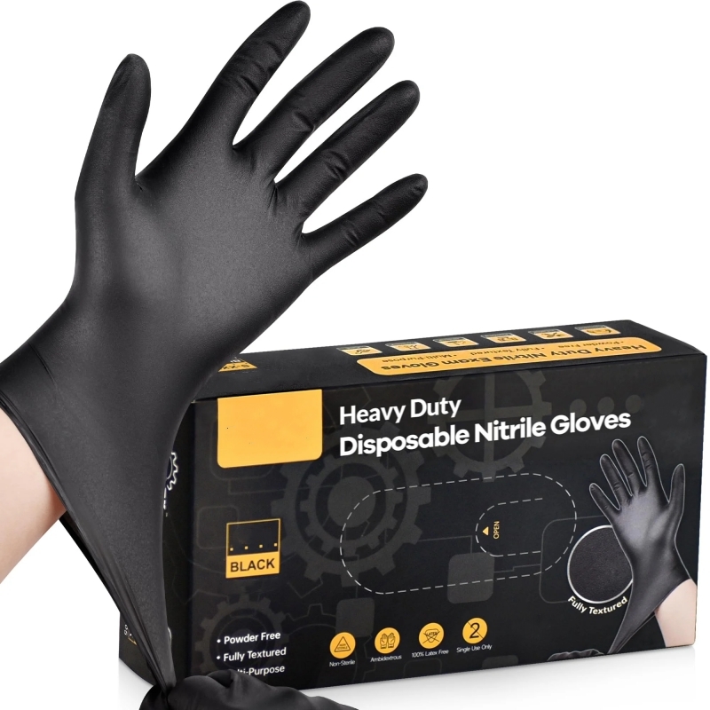 20 قطعة قفازات النتريل السوداء - مراجعة Latex Disposable Glove وسعره