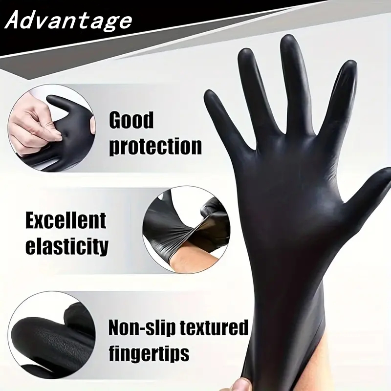 20 قطعة قفازات النتريل السوداء - مراجعة Latex Disposable Glove وسعره
