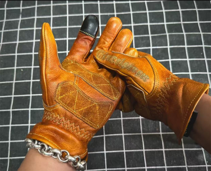 اليدوية جلد طبيعي الرجعية دراج - مراجعة Motorcycle Glove Knuckle وسعره