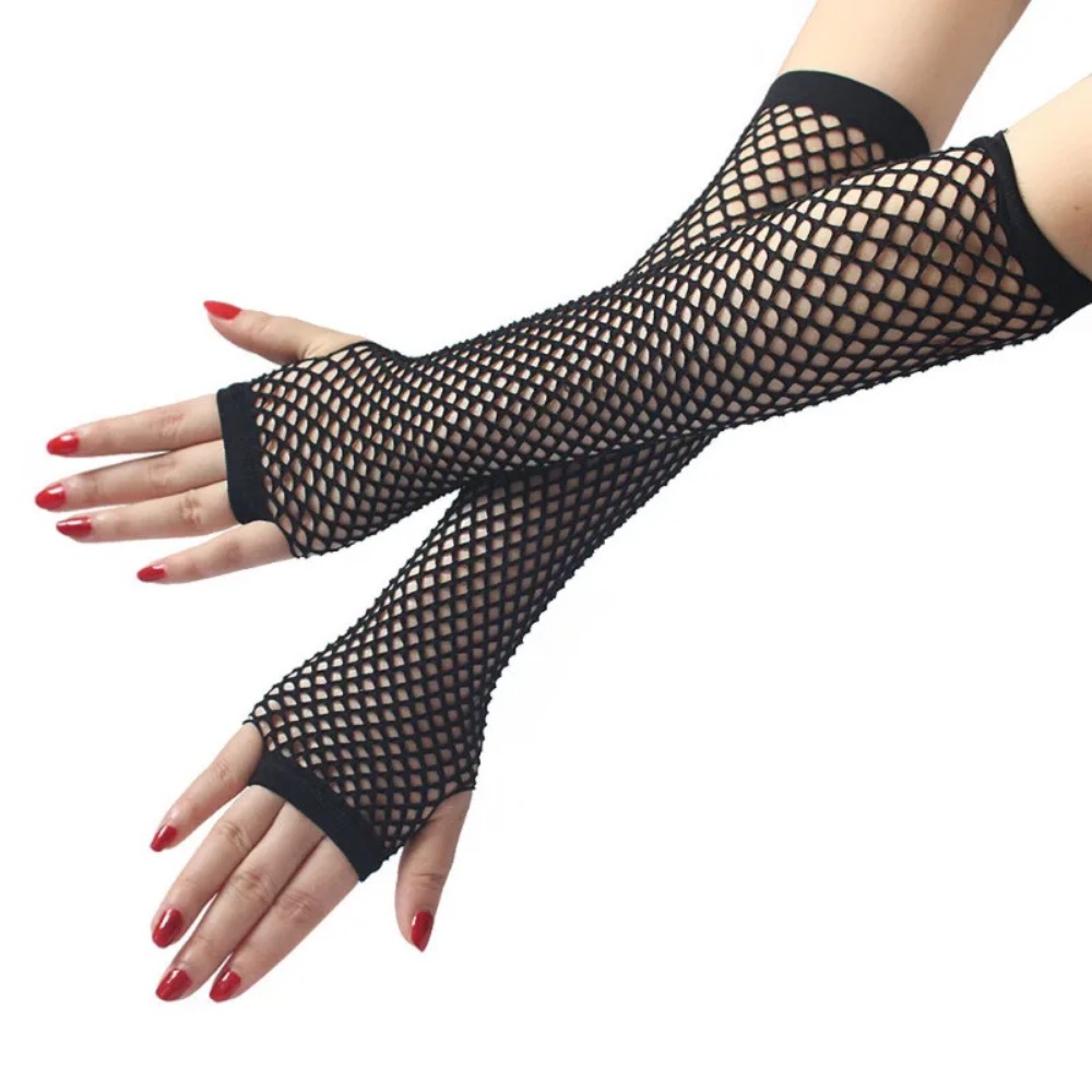 قفازات نسائية طويلة شبكية نيون - مراجعة Fingerless Glove Knit وسعره