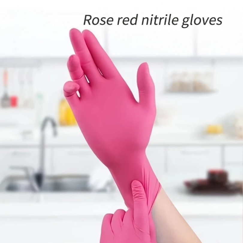 قفازات نيتريل فوشيا للاستخدام  - مراجعة Latex Disposable Glove وسعره