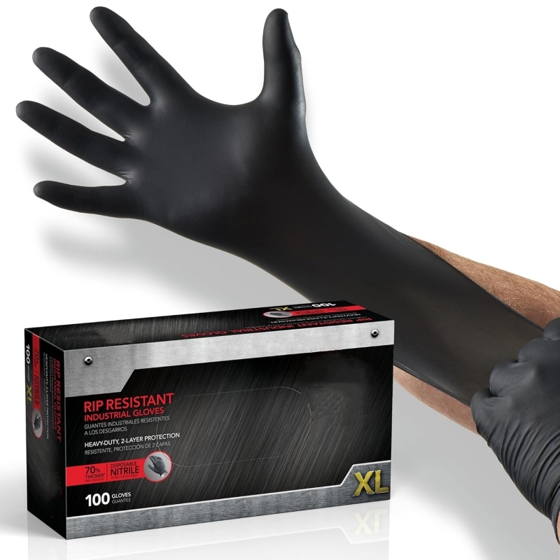 100 قطعة قفازات نتريل سوداء لل - مراجعة Nitrile Mechanic Glove وسعره